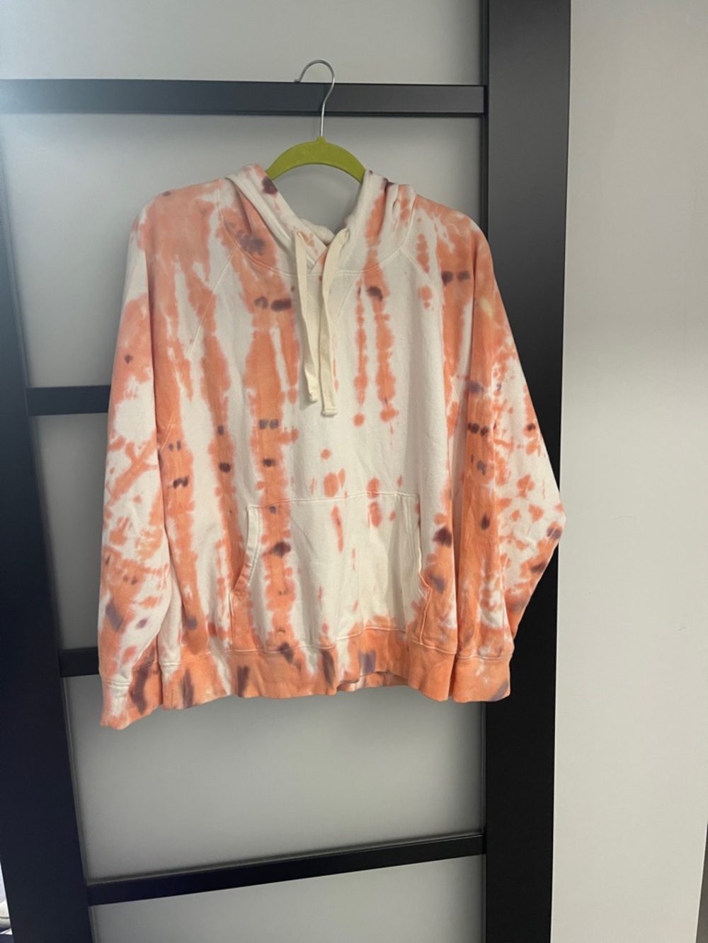 Old Navy Cream Hoodie with Coral Tie-Dye